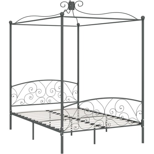 Maison Chic posteljni okvir - dvoposteljna postelja - zakonska postelja z ogrodjem za baldahin siv kovinski 120x200 cm, (21695004) Slike