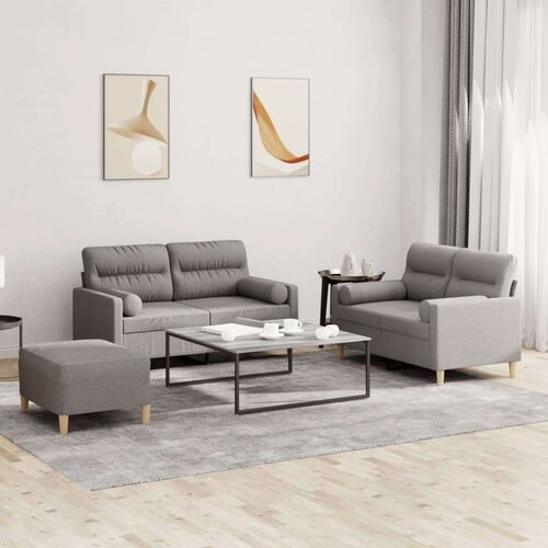  3-dijelni set sofa s jastucima smeđesivi od tkanine Cijene