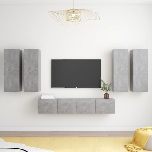 The Living Store Komplet TV omaric 6-delni betonsko siva iverna plošča - Komplet TV Omaric, (21434438) Cene