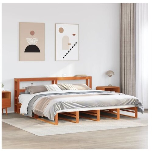 VidaXL Okvir kreveta bez madraca vo&amp;scaron;tano smeđi 200x200 cm od borovine Slike