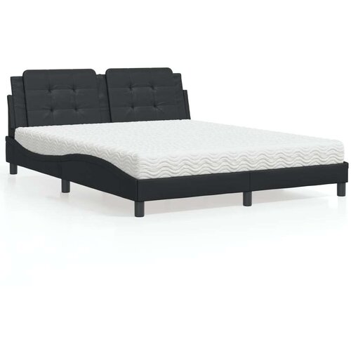  Krevet s madracem crni 160 x 200 cm od umjetne kože Slike