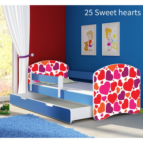  Otro&scaron;ka postelja ACMA z motivom, stranska modra + predal 180x80 cm 25 Sweet hearts Cene
