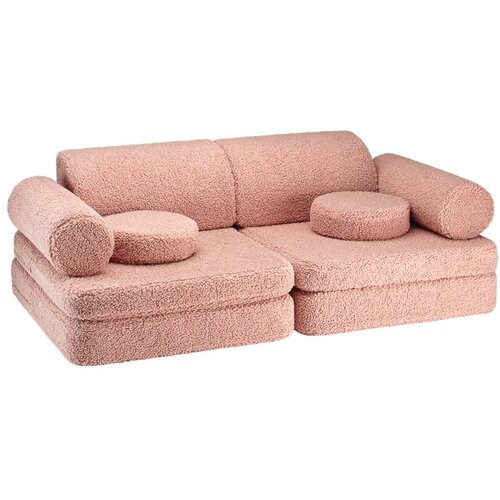 Wigiwama Rožnata otroška sedežna garnitura iz tkanine bouclé 132 cm Settee – Cene