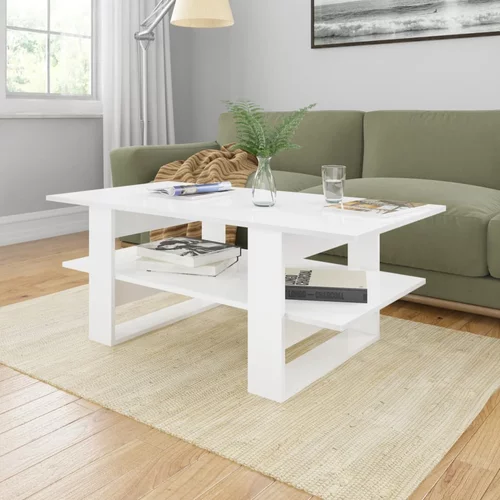 vidaXL Klubska mizica visok sijaj bela 110x55x42 cm iverna plošča, (20625601)