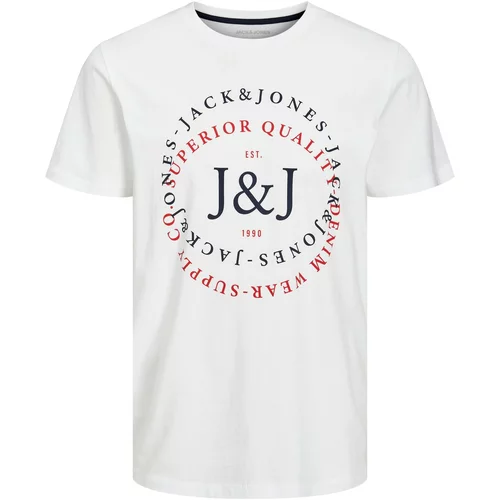 Jack & Jones Majica 'SUPPLY' mornarska / rdeča / bela