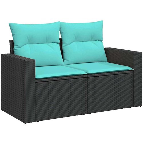  Vrtna garnitura - 6-dijelni set vrtnih sofa s jastucima crni od poliratana bagrem - Crna sa spremi&amp;scaron;tem 1 Slike