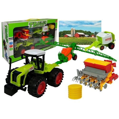 Traktor za igru s raznim nastavcima - sijalica, bala, beračica Slike