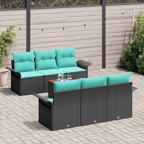  Sjedeća garnitura za vrt 7 kom. 6-Broj sjedala Crna i Tirkizna 196 x 62 x 69 cm Slike