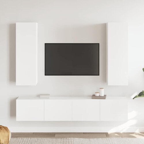  4-dijelni set TV ormarića bijeli od konstruiranog drva Cijene