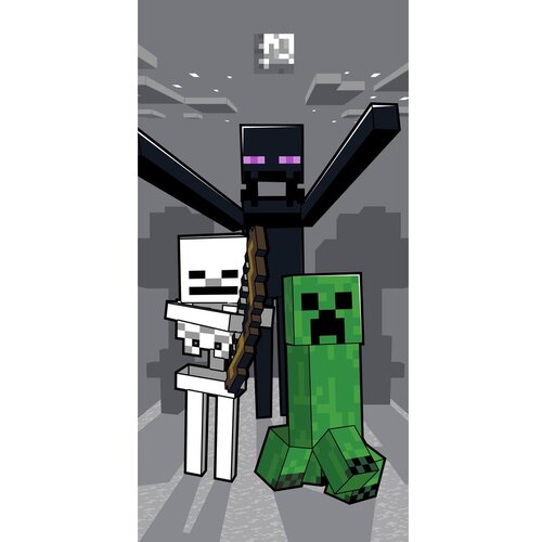 Jerry Fabrics Sivi pamučan dječji ručnik 70x140 cm Minecraft "Mob Attack" – Cijene