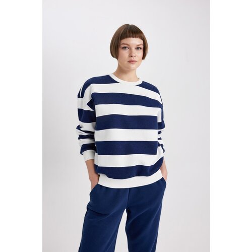 Defacto Relax Fit Striped Crew Neck Sweatshirt Slike