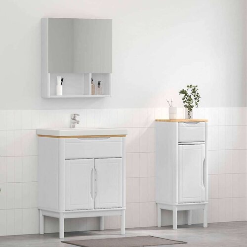  Set namje&amp;scaron;taja za kupaonicu 2 pcs Bijelo Čvrsto borovo drvo Slike