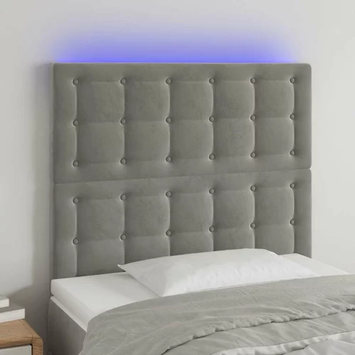  LED posteljno vzglavje svetlo sivo 90x5x118/128 cm žamet, (20793106)