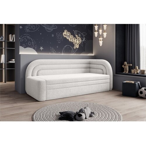 ELTAP Krem sklopiva/s prostorom za odlaganje sofa od boucl&amp;eacute; tkanine s desnim kutom 223 cm Fabillo &amp;ndash; Slike