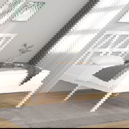 VidaXL Okvir za krevet od masivne borovine bijeli 90x190 cm 3FT mali Slike