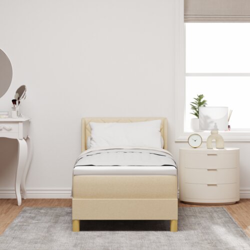  Krevet s podnicom i madracem krem 80x200 cm tkanina Slike