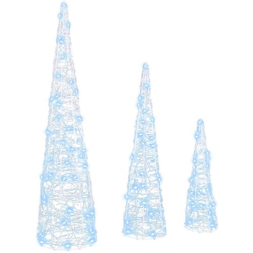 vidaXL Božično drevo 3 pcs Hladno bela 40 cm 60 cm 80 cm Akril Cene