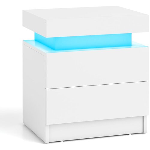 Costway Nočna mizica z LED-osvetlitvijo Stranska mizica z 2 predali, (5000273699) Slike