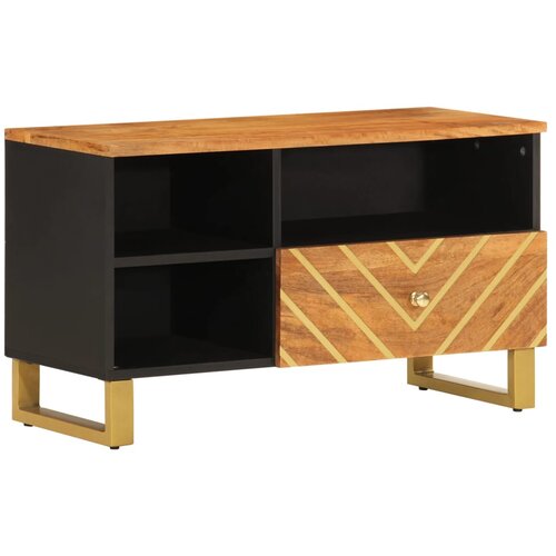 Maison Chic TV omarica - TV stojalo - Televizijska omarica rjava in črna 80x33,5x46 cm trden mangov les, (21702243) Cene