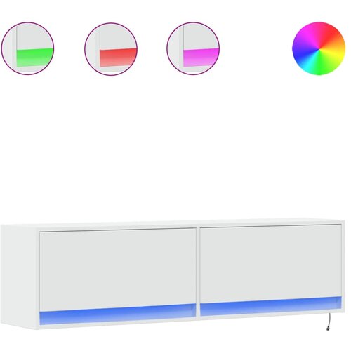 Maison Chic Stenska TV omarica - TV stojalo - Televizijska omarica z LED lučkami bela 140x31x38 cm, (21700211) Slike