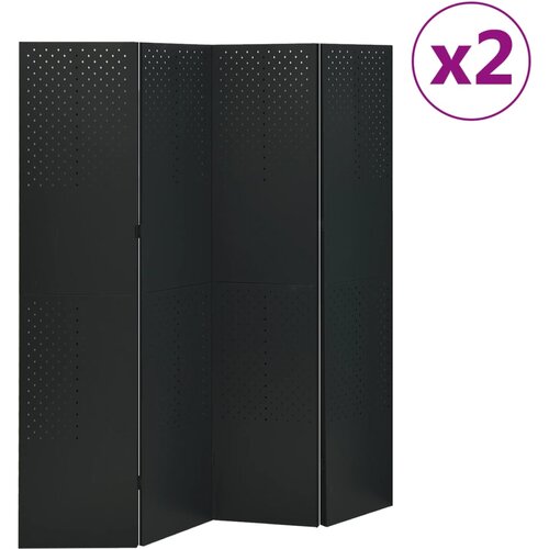  Sobne pregrade s 4 panela 2 kom crne 160 x 180 cm čelične Slike