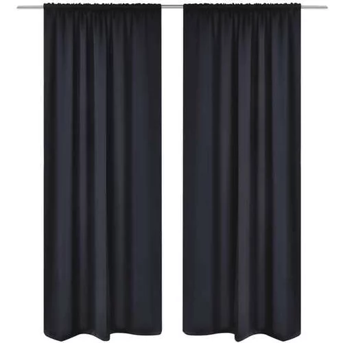  2 kosa črnih zarobljenih zaves z obročki 135 x 245 cm