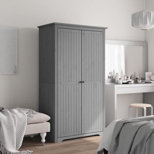 The Living Store Garderobna omara BODO siva 99x53,5x173 cm trdna borovina - Garderobna Omara, (21434236) Slike