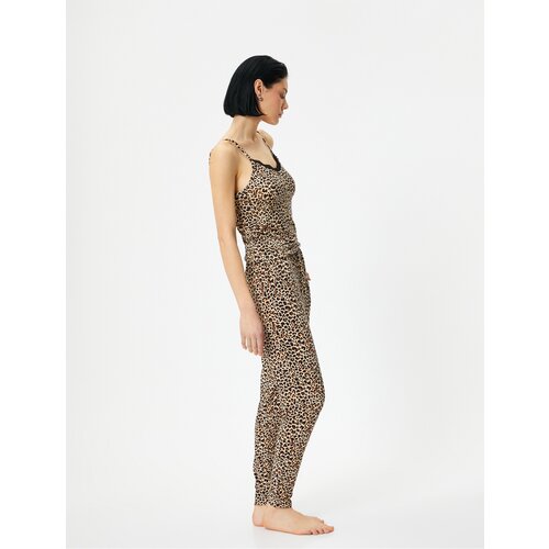 Koton Leopard Patterned Pajamas Bottom Tie Waist Pocket Slike