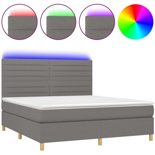  Krevet box spring s madracem LED tamnosivi 160x200 cm tkanina Slike