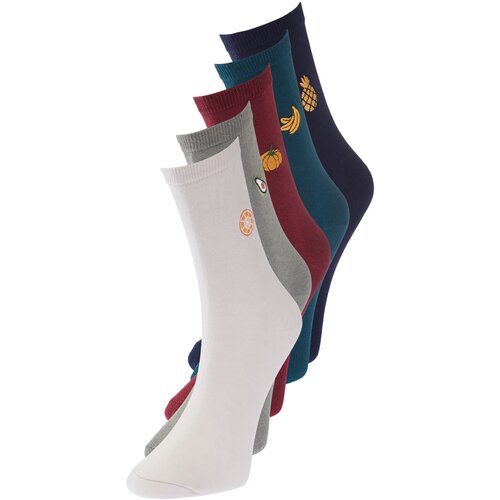 Trendyol Men's Premium Multicolored Cotton 5-Pack Fruit Embroidered Socket-Long Socks Slike