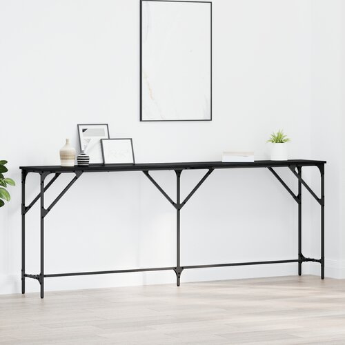 VidaXL konzolna miza črno hrast 200x29x75 cm Inženirski les Slike