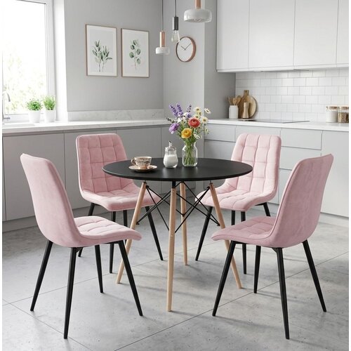  SPLIT stolica - svijetlo ružičasti bar&amp;scaron;un / crne noge x 4 Slike