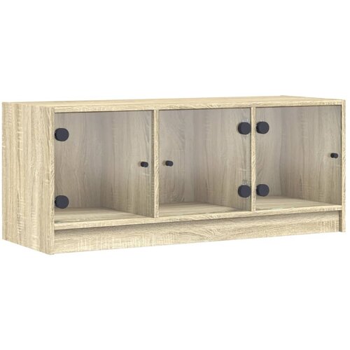 Maison Chic TV omarica - TV stojalo - Televizijska omarica s steklenimi vrati sonoma hrast 102x37x42 cm, (21701500) Cene