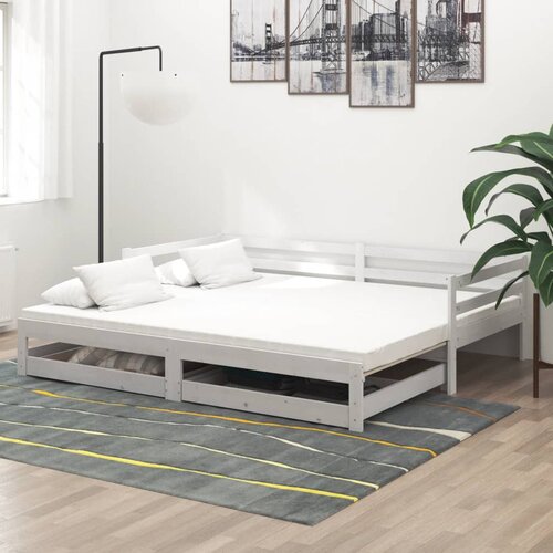  Dnevni ležaj na izvlačenje 2 x (90 x 200) cm bijeli od borovine Cene