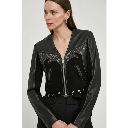 Pinko Kožna jakna za žene, boja: crna, za prijelazno razdoblje, 103517 A1WK