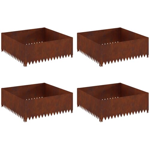 vidaXL Robovi trave 4 pcs 100 x 100 x 35 cm Jeklo Rjav, (5000301292) Cene