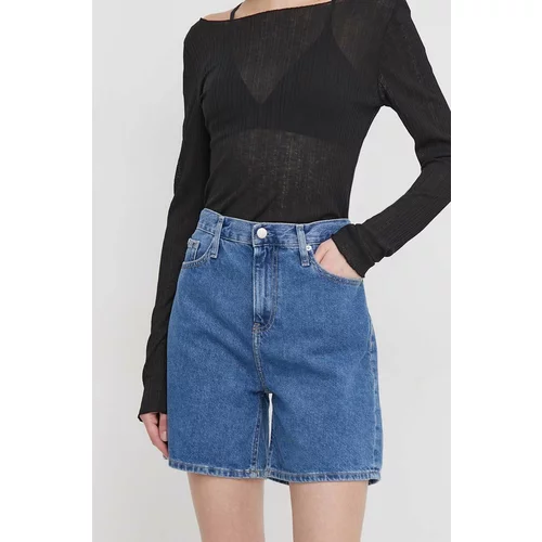 Calvin Klein Jeans Traper kratke hlače za žene, bez uzorka, visoki struk