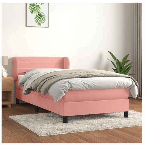 vidaXL Box spring postelja z vzmetnico roza 90x190 cm žamet Cene