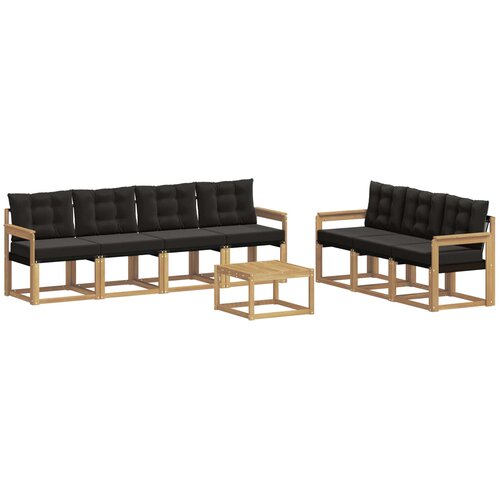 vidaXL Zunanja garnitura za sedenje z blazino 8 pcs Bela in črna, (5000280130) Cene