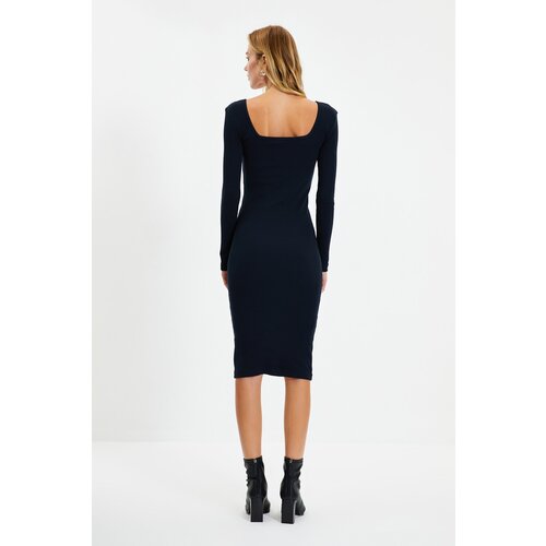 Trendyol Navy Square Collar Camisole Knitted Dress Cene