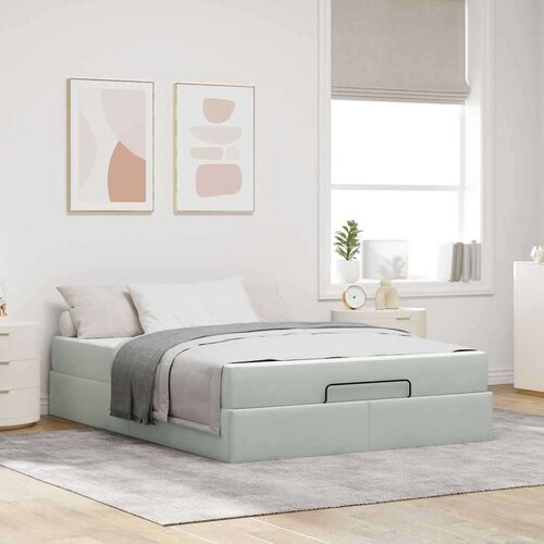 vidaXL Konstrukcija postelje Svetlo siva 140 x 200 cm Žamet Cene