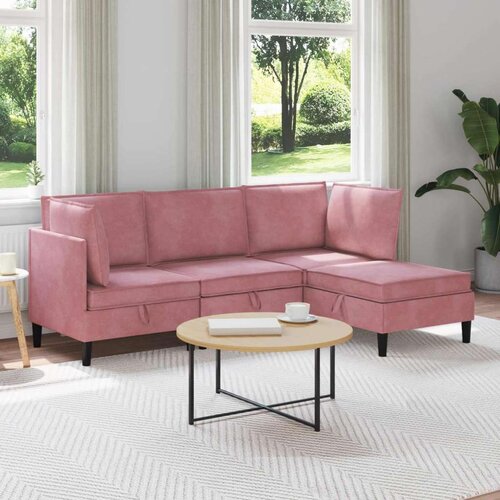  Komplet pohi&amp;scaron;tva za dnevno sobo z blazino 4 pcs Roza Žamet, (5000272714) Slike