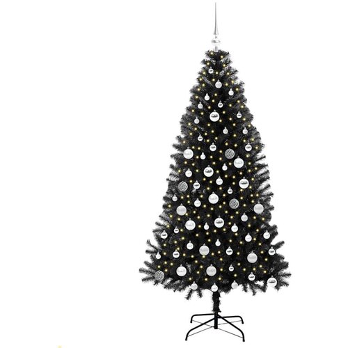 VidaXL Božićno drvce s 300 LED svjetlima s stalakom Crna 180 cm PVC Slike
