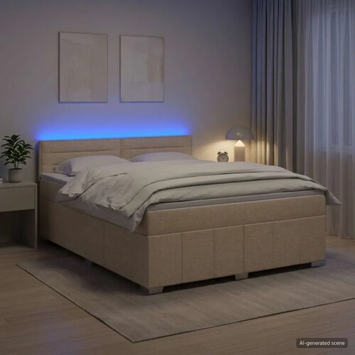 Boxspring krevet s madracem Krem 140 x 200 cm Tkanina - Krem 140 x 200 cm Dizajn linija Slike
