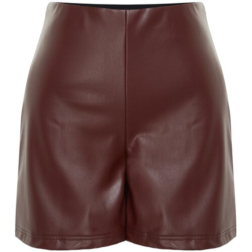 Trendyol Curve Burgundy Faux Leather Shorts Bermuda Slike