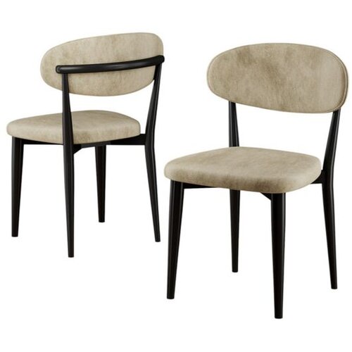 Hanah home set trpezarijskih stolica Onex 6 kom, krem bukle tkanina, crne drvene noge Cene