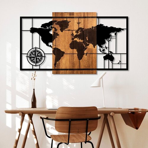 Wallity Zidna dekoracija Mapa svijeta 1-V, 70x121 cm, Crna Cene