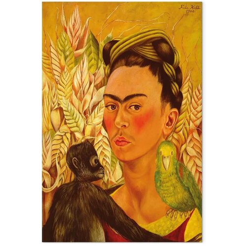  Slika - Frida Kahlo – Self-Portrait with Monkey and Parrot 40x60 Premium Print Cene