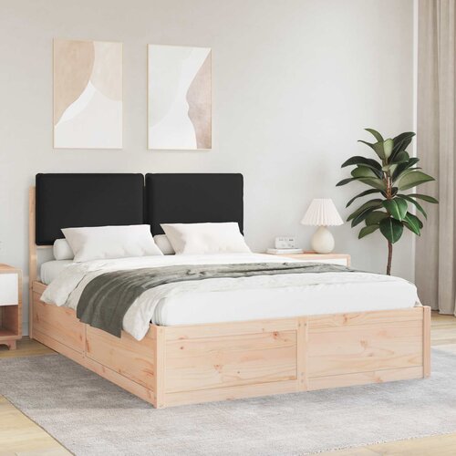 vidaXL Posteljni okvir z oblazinjenim vzglavjem Črna 140 x 200 cm Cene