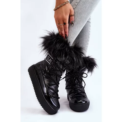 Kesi Women's snow lace-up boots Black Santero